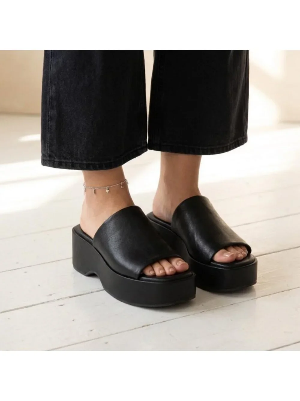 Stylish Women's Platform Sandals - Slip-On Wedge Slides with Memory Foam Comfort